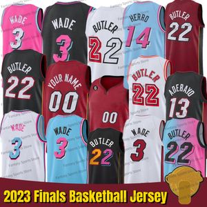 Uomo Bambino Jimmy Dwyane Butler Jersey Tyler Herro Kyle Lowry Bam Adebayo Maglie da basket classiche cucite Rosa Nero Blu Camicie da uomo S-XXXL Personalizzate