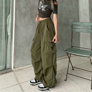 Kadın Pantolon Capris Y2K Kargo Kadın Sokak Giyim Sokak Geniş Bacak Harajuku Vintage Katı Bulbalı Düz ​​Pantolonlar Bayanlar Büyük Boyu Sweatpants 230530