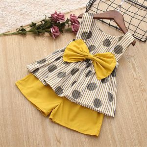 Clothing Sets Humor Bear Summer New Grils Clothes Dot Girl Big T-shirtand Shorts Children Set Kids Girls Suit