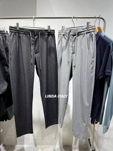 Męskie spodnie Brunello sznurka Cucinelli Casual Long Pants Business Slim Grey Spoders