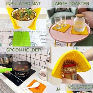 Mats Pads Mtifunctional Sile Mat Table Insation Pad Thicken Coaster Bakeware Oven Placemat Hanging Bowl Drain Holder Dbc Drop Deli Dhn0O
