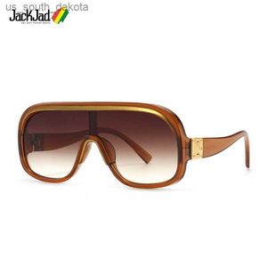 Jackjad Fashion уникальный плоский топ Suncile Shield Sungle Sunglasses Мужчины Женщины роскошные винтажные классические бренды дизайн бренда Sun Glasses 2189 L230523