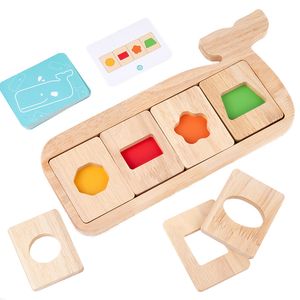 Blocks Montessori Geometry Color Separation Puzzle Wooden Toys Sensory Training Shape Matching Games Children Early Education Cognition 230531