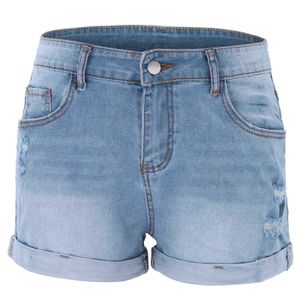 Women's Shorts Summer women's sexy retro stretch torn cuffs and pockets shorts vintage denim jeans Pantalones De Mujer P230530