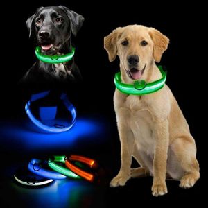 Dog Collars Leashes Nylon Led Dog Collar Anti-Lost/Avoid Car Accident Collar For Dogs Night Safety Flashing Glow In The Dark Dog Leash Pet Supplies AA230530
