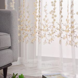 カーテンインクモダンミニマリスト刺繍窓スクリーン小さな葉の白い糸リビングルームバルコニーベッドルーム刺繍