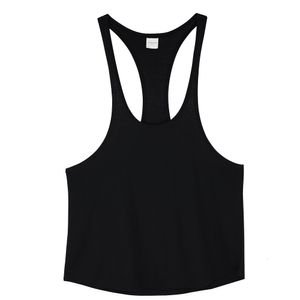 Men's Tank Tops Men's Gyms Basic Cotton Fitness Y-sling Tank Tops Bodybuilding Solid Workout Sleeveless Vest Training Stringer Man 230531