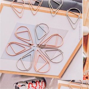 Filing Supplies 1Setis10Pieces Plastic Drop Shape Paper Clips Gold Sier Color Funny Kawaii Bookmark Office Shool Stationery Marking Dh4Hs