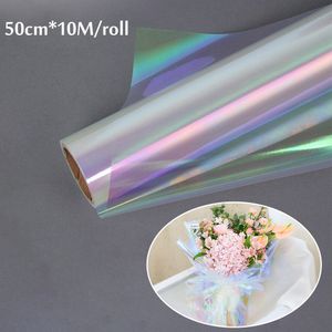 Packaging Paper Iridescent Flower Bouquet Wrapping Cellophane Rainbow Film Valentines Day Gift Packaging Birthday Wedding Party Decor 230530
