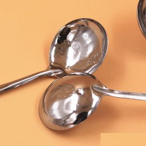 Spoons Wholesale 100Pcs/Lot Stainless Steel Printed Handle Soup Spoon Ecofriendly Simplicity Kitchen Tableware Dh0793 Drop Delivery Dh017