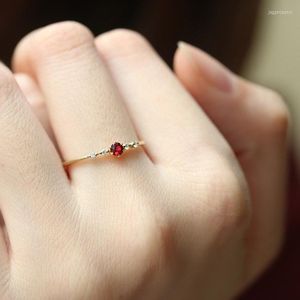 Anelli a grappolo Zircone rosso Pietra Charms Regali Anello regolabile Amuleti Gioielli Donna Pietra preziosa Argento 925 Cristallo Pietre preziose naturali