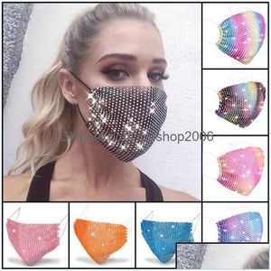 Maski imprezowe 50pcs moda kolorystyka mesh designer maska ​​bling diamentowa siatka dhinestone siatka seksowna zagłębienie ponowne użycie dostawy home dhqu5