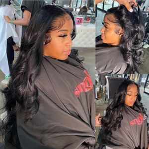 30inch 13x4 Body Wave Lace Front Wig Human Hair PrePlucked Brazilian Human Hair Lace Frontal Wigs For Women 4x4 Lace Closure Wig