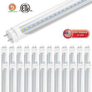 US Stock 4ft 1,2 m T8 LED-rörlampor Hög Super Bright 22W varm / cool vit LED-lysrörslampor G13 Bi-Pin AC 85-265V Ersättare för butiksgarage ETL