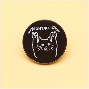 Pins Brooches Retro Rock Music Cartoon Brooch Gothic Band Cat Metal Badge Round Pin Drop Delivery Jewelry Dhopd