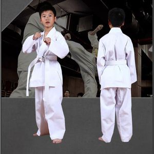 Other Sporting Goods Karate Uniform Suit With Belts White Taekwondo Clothes For Team Student Kids Adult Karate Performance Training Fitness Clothing 230530