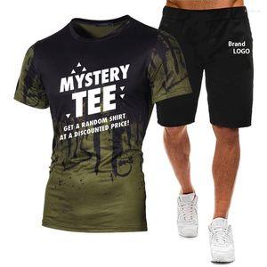 Agasalhos masculinos de alta qualidade Splash Ink T-shirt impressão de marca aleatória de manga curta masculino Mystrey Sport Tee ternos macio conjunto masculino streetwear