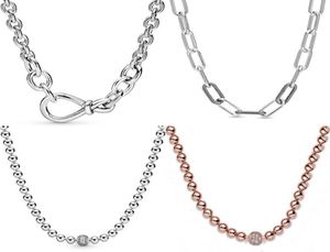 Original Chunky Infinity Knot Beads Sliding Me Link Collar de cadena de serpiente para la moda 925 Sterling Silver Bead Charm DIY Jewelry2910900