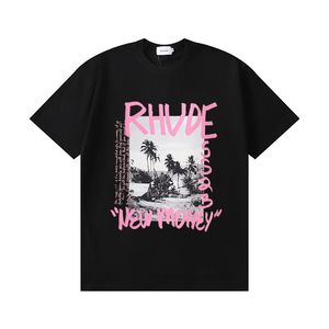 Rhude mäns t-shirts högkvalitativ sommarmän t shirt mode män kvinnor designer tee mjuk kausal kort ärm USA-storlek s-2xl svart vit beige 291 84463