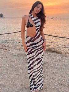 Sukienki imprezowe w stylu plażowym vintage bez pleców bodycon Slimon bez ramiączek ubrania na kostkę Summer Sukienki z nadrukiem Suknie bez rękawów dla kobiet T230531