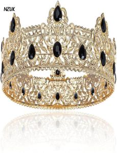 Hoofddeksels NZUK Metaal Prince Gem Kronen en tiara's Volledige ronde verjaardagsfeestjeshoeden Koninklijke koningskroon voor mannen Middeleeuws kostuum Access2474492