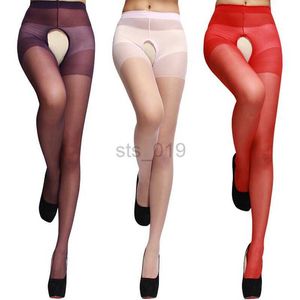 Sexy Socks Candy Color Thigh Tights Open Crotch Lingerie Silk Stockings Sexy Sheer Intimates Erotic Bodysuit Pantyhose Games for Women J230531