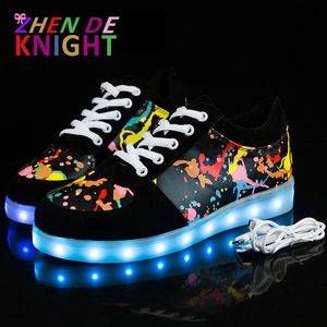 Sneakers Size 27-41 Children Glowing Sneakers with Light Shoes Luminous Sneakers for Boys Girls with Backlight Kid Luminous Sole 230530