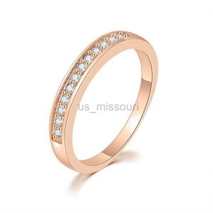 Band Rings Double Fair Classic Circle Dainty Rings For Women Rose Gold Color Cubic Zirconia Wedding Fashion Jewelry Ring For Girls DFR062M J230531