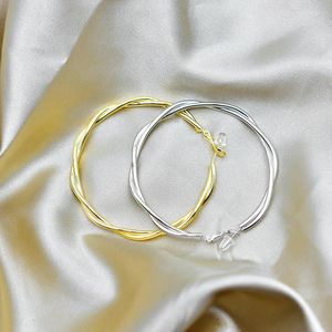 Hoop Earrings JICAI Gold 18k Color Silver Korean Style Circle Twist-shaped Female Fashion Elegant Temperament Trend Couple Gift