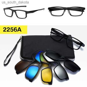 Eyeglasses with Magnetic Clip on Sunglasses Optical Lenses for Men Non-Prescription Sun Glasses 5 in 1 Women Driving Classic L230523