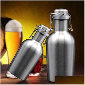 Hip Flasks Outdoor Large Capacity Thermal Insation Beer Barrel Stainless Steel Portable Secure Swing Top Lid Wine Bottle Dh1316 Drop Dhglz
