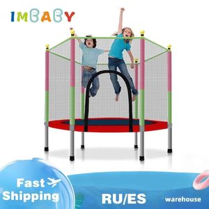 Trampolines Trampoline for Children Exercise Trampoline with Protective Net Equipped Indoor Sports Entertainment Support 100 KG 230530