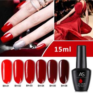 Kits Red Series Farbgel Nagellack UV LED Mantel 15 ml Flaschenlackfarbe Bunte Maniküre Nagelgel 6 Farben Rot großes Volumen