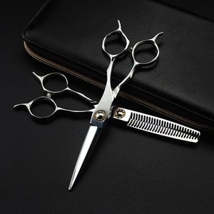 Ferramentas profissionais japão 440c 6 ''rolamento twotailed tesoura de cabelo desbaste barbeiro makas tesouras de corte tesoura de cabeleireiro