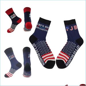 Party Favor Let Go Brandon Trump Socks 2024 Wybory amerykańskie Zabawne skarpetki i kobiety bawełniane pończochy upuszcza dostawa domu ogród f dhtrf