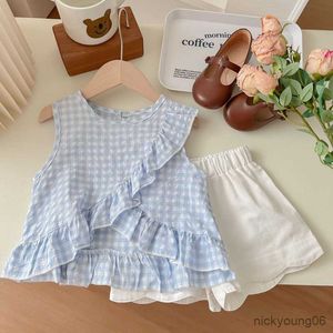 Completi di abbigliamento Vestiti per ragazze Camicia estiva TopsandShorts Moda Ragazza Bambini Abiti Bambini 2 pezzi 1-6 anni