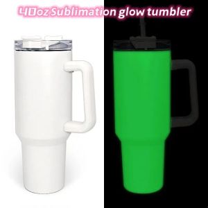 NEW 40oz Sublimation Glow in the dark Tumblers with Handle Stainless Steel Water Bottle Sports Cup Insulation Travel Vacuum Flask Bottles