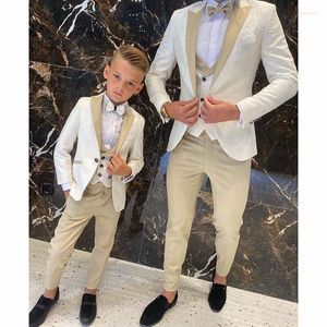 Men's Suits Latest Father And Son Men's Suit For Wedding Groom Tuxedos 3 Pieces Jacquard Slim Fit Cocktail Party Business Custom Made