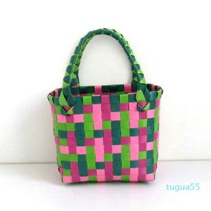 Designer HBP Woven Small Square Bag Plastic Vegetable Basket Bag Colorful Small Basket Photo Paired with Beach Bag Women's purse