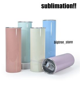 20oz süblimasyon Macaroon tumbler kapak ve pipetler paslanmaz çelik çift vakum kahve tumbler saplı renkli seyahat kahve kupa seyahat kupa tumbler hızlı