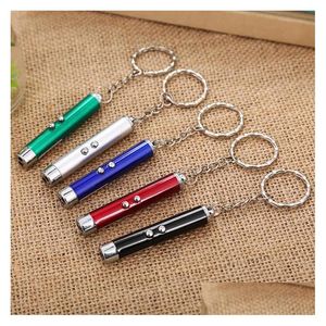 Cat Toys Mini Red Laser Pointer Pen Key Chain Funny LED Light Pet Keychain Keyring For Cats Training Spela Toy DH0185 Drop Delivery H DHVNI