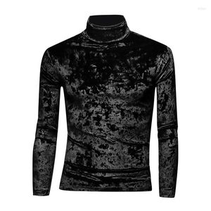 Camisetas masculinas 2023 inverno coreano veludo plus espessamento fino camiseta jovem moda gola alta camisa de manga comprida