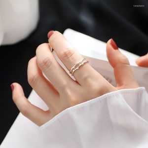 Cluster Rings Golden Branch Double-layer Ring Female Opening Adjustable Forest Sprouting Leaf Index Finger Creative Design