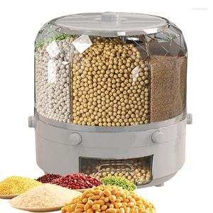 Storage Bottles Cereal Dispenser Grid Food Bucket 360 Degrees Rotating Cutlery Cabinets Soybean For Countertops