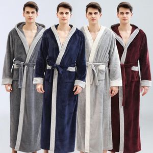 Men flanela de roupas de dormir masculino manto inverno quimono banheira vestido de banho grossa coral lã casal de roupas de noite