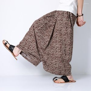 Men's Pants Chinese Style Plus Size Loose Cropped Trousers Vintage Baggy Men Clothing Traditional Dress Bloomers Male Harem