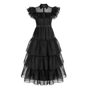 Girl's Dresses Movie Wednesday Addam Costume Girl Kids Gothic Cosplay Wednesday Black Dress Halloween Carnival Costumes Party för 3-12 år 230531