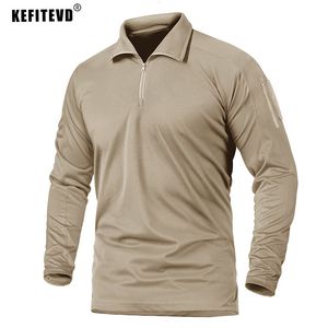 Camisetas de caça camisetas kefitevd Men camisetas de manga longa táticas 14 colarinho com zíper caçador de caça ao exército de zíper de caminhada Treinout Tops Tops 230530