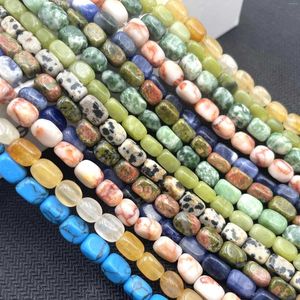 Beads Wholesale Natural Stone Jades Crystal Turquoises Square Loose Spacer For Jewelry Making Charm DIY Bracelet Necklace