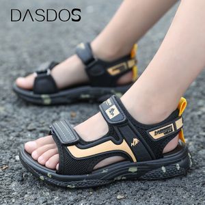 Sandals Summer Beach Water Children Fashion Shoes Kid Lightweight Nonslip Soft Bottom Shading Leather Boys Comfortable 230530